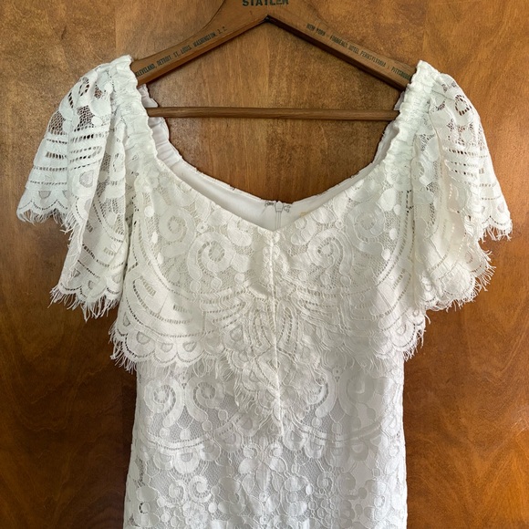 Promesa White Off The Shoulder Floral Lace Dress NWT Small Wedding Boho Formal - Picture 4 of 15
